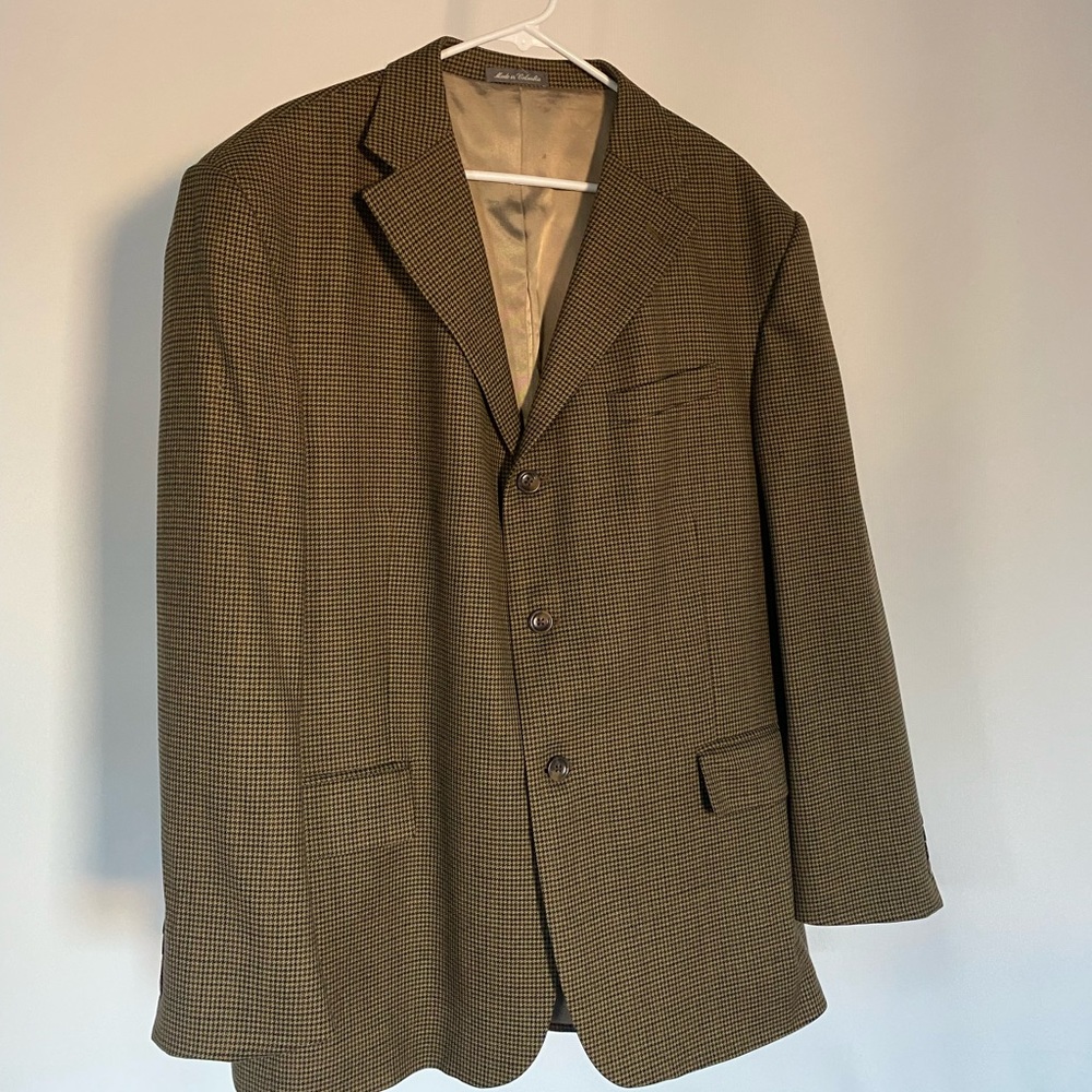 Vintage Oscar De La Renta Brown Neutrals Houndstooth Blazer SZ XL